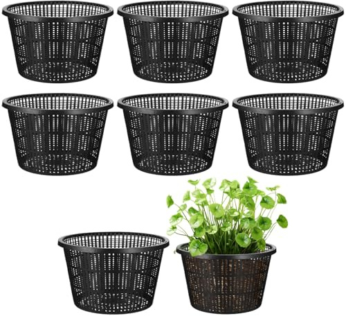 Lot de 8 pots hydroponiques en plastique, 8,3 paniers en maille pour plantes aquatiques d'intérieur et d'extérieur, pots d'orchidée noire