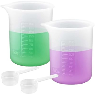 150ML Waschmittel Dosierhilfe 2 Stück, Silikon Waschmittel Messbecher für Waschmaschine, Wiederverwendbare Waschpulver Dosierer Antihaft Mischbecher mit Skala für Küche Handwerk