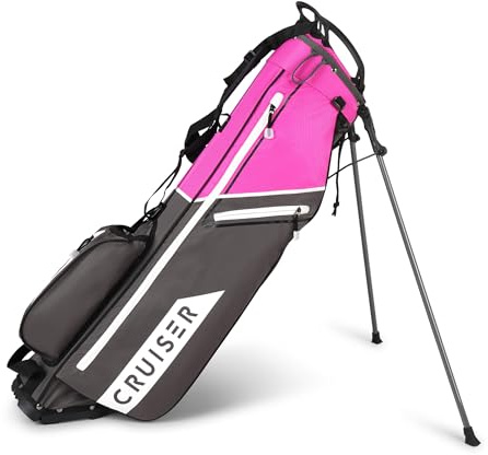 Cruiser Golf CR-Lite - Bolsa de soporte de 8 pulgadas, ligera, delgada con correas acolchadas dobles para el hombro, solo 1,5 kg, divisor de 4 vías, 5 bolsillos, incluyendo bolsa para bebidas, asa de