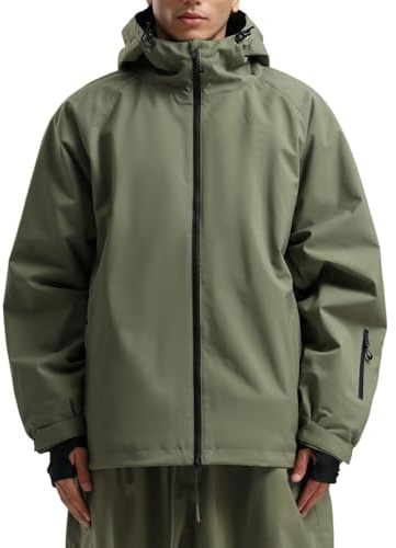 GSOU SNOW Mens Ski Jacket Baggy Snowboard Jacket Womens Insulated Snow Jacket Waterproof Windproof Loose Ski Coat for Skiing