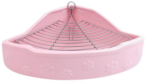 Toyvian Praktische Keramische Haustier Reinigungstoilette für Kaninchen und Meerschweinchen Bissfest Rosa Leicht zu Reinigen Platzsparend im Käfig