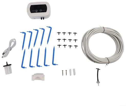 Kit de riego automático por goteo para jardín, sistema de riego de plantas de interior y exterior con temporizador, batería de 2200 mAh, 300 modos personalizables, manguera de 32 pies para hasta 1