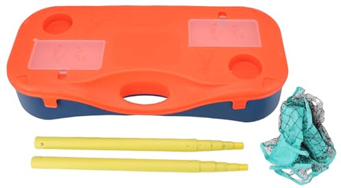 Juqrelith Set de Red de Bádminton Portátil, Red de 13,1 Pies, Base de Almacenamiento, Fácil Montaje, y Naranja - Juego en Interiores y Exteriores, Ideal para Familia y Deportes en el