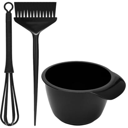 VINTORKY Set Profesional para Teñir el Cabello, Kit de 3 Piezas Negro Cepillo para Teñir, Cuenco para Mezclar Tinte y Varilla Agitadora, Herramientas para Peluquería y Uso Reutilizable