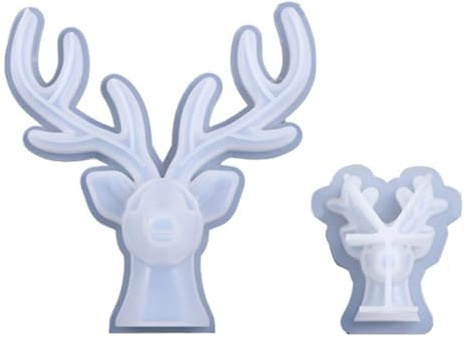 2 moldes de ciervo de Navidad, adornos de silicona, para escritorio, yesos decorativos para decoración del hogar, moldes de silicona para Navidad, alce, resinas de ciervo, decoraciones de mesa