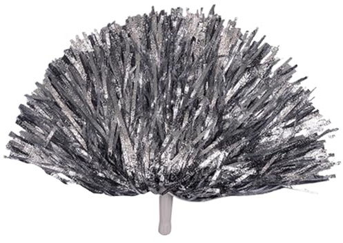 CVEVSFG Pompones de Animadora de Bola de Animadora de porristas decorador de Fiesta de Baile de Flores de competición de Lujo(Silver Handle)