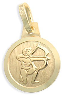 Sternzeichen Tierkreiszeichen Schütze & Schutzengel 14 Karat Gold 585 Anhänger Durchmesser 10mm (Art.213127)