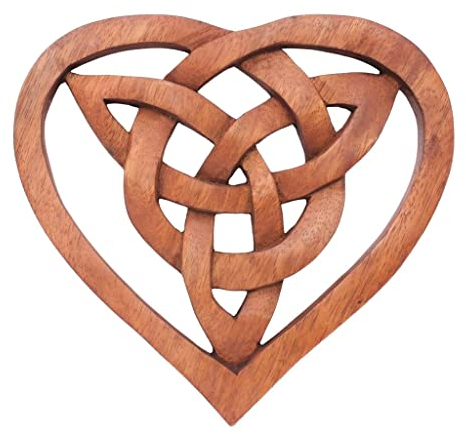 Windalf Handarbeit Celtic Irisches Holzbild FIONA 20.5 cm Keltisches Herz Wandornament Holz