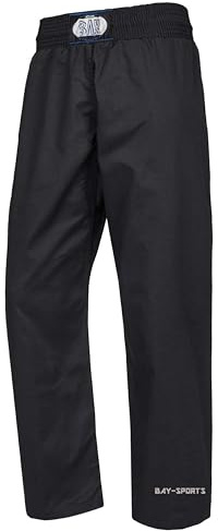 BAY Israelix Kampfsporthose Karatehose Kickboxhose Krav MAGA lang Schwarz aus 100% Baumwolle Damen Herren Kinder Erwachsene Mädchen Jungen Größe XXL (200)