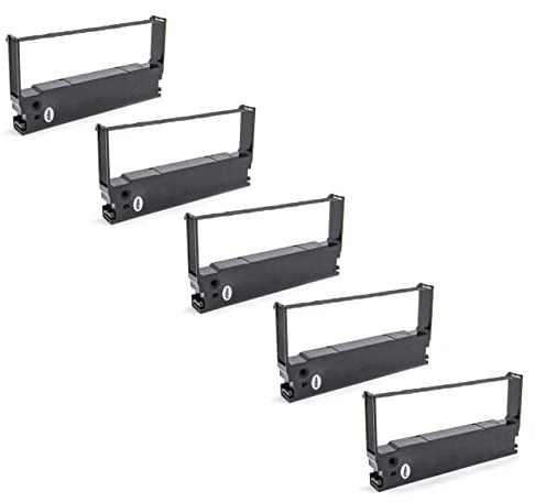 vhbw 5x Ruban encreur compatible avec Towa ET 7626 F, Prosper 7626 F, ET 7600 Serie, ET 7626 imprimante matricielle ou de reçus - noir