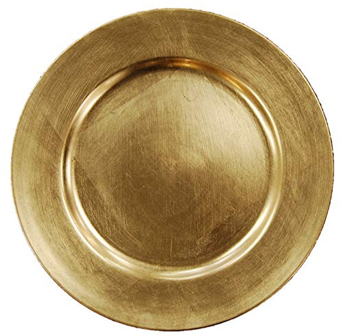 Set di 6 piastre di ricarica dorate, 33 cm, in oro spazzolato