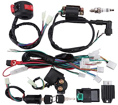 WOOSTAR Kabelbaum CDI Zündspule Notausschalter Reparaturset Ersatz für 50ccm 90ccm 110ccm 125ccm Chinese ATV Quad Pit Dirtbike Go Kart Buggy