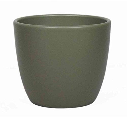 innaGLAS Grand Cache-Pot, céramique, Vert Olive Mat, 25cm, Ø28cm - Pot Fleurs/Pot céramique