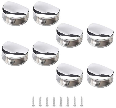 UFURMATE Glass Clamp, 8Pcs Adjustable Half Round Glass Shelf Brackets Polished Chrome Zinc Alloy Glass Shelf Clamp Clips Wall Mounted Glass Shelf Supports Mounting Brace for 5-8mm Thick Glass