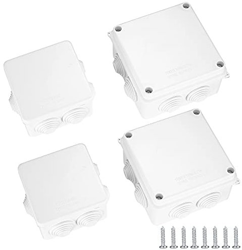 4 Pcs Waterproof Junction Box, IP65 IP55 Electrical Project Box Dustproof Weatherproof, ABS Outdoor Cable Enclosure Junction Box for Indoor Outdoor Electronics Cable - 100*100*70 mm/85*85*50 mm