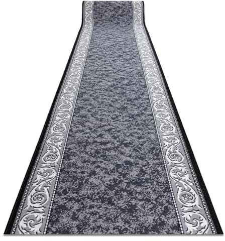 rugsx Tapis de Course antidérapant Romantic Ornement, Tapis de Sol, Couloir, Chambre, Salon, Vendu au mètre, Gris 67x370 cm