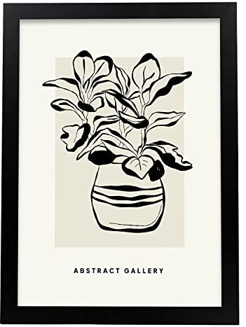 Nacnic Rubber Fig Plant Poster art, Size A3 Black frame. Ink style Print for the decoration of living room walls, bedrooms, offices...