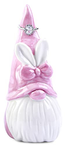 Titanape Osterdeko Rosa Hase Wichtel mit Schleifen, Kawaii Deko Frühling Osterhase Deko, Neuheit Wichtel Ringhalter Geschenke für Frauen Geburtstag Muttertag Hochzeit