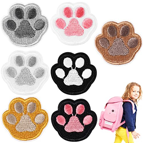 FOMIYES Patches Hund 7 Stück Pfotenabdruck Flicken Pfotenmuster Bügelflicken Pfote Selbstklebend Gestickte Applikationen Für Kleider Jeans Mützen Schuhe Hemden Jacken Rucksäcke