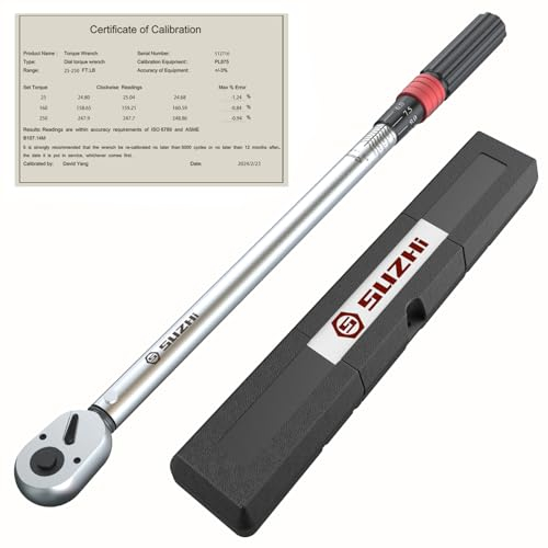SuZhi 1/2 Zoll Drehmomentschlüssel, 7,6 - 76,2 m, 33,9 - 339 N.M/länger 54,5 cm/72 T/Aluminium-Legierung, strapazierfähig, professionell, Dual Direction/Cr-Mo/Garage Auto/Motorrad/Zündkerze/Rad