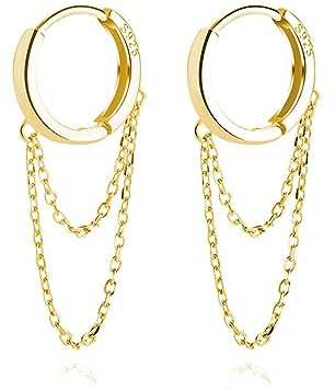 SLUYNZ 925 Sterling Silver Dangle Hoop Earrings for Women Teens Chain Drop Earrings Huggie Minimalist Earrings