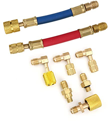8 Piezas de Adaptador de Aire Acondicionado R134A R12, Juego de Convertidores de Conectores Hvac para Aire Acondicionado de Automóvil, Adaptador Macho/Hembra, Herramienta de Refrigeración (Ct-138)