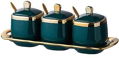 lmoikesz Leak-proof Storage Containers For Kitchen Organization Storage Jars Canisters Ceramics Kitchen Storage Spice Jars Set, Black green