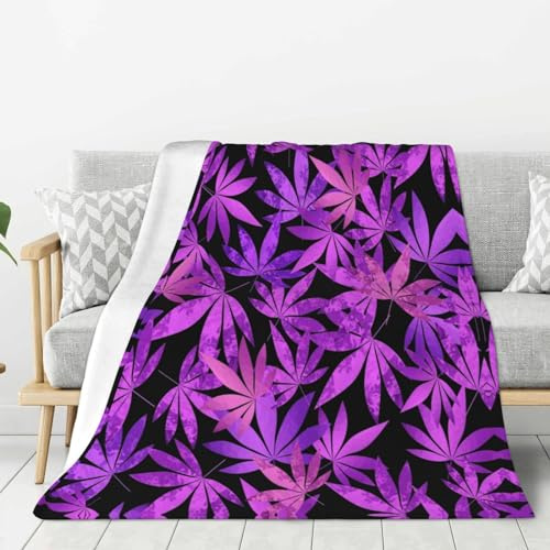 Purple Weed Throw Blankets 50x40 Lightweight Flannel Fleece Cozy Soft Blanket Home Decor for Couch Bed Sofa Bedroom Living Room Travel Birthday Christmas All Season