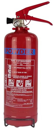 2kg Dry Powder Fire Extinguisher with Wall & Vehicle Bracket – ABC Powder for Class A, B & C Fires – Portable Fire Safety Equipment, CE Certified
