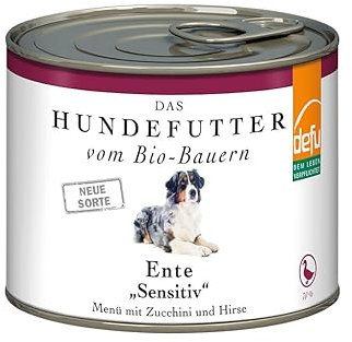 defu Hundefutter | 12 x 200 g | Bio Ente Sensitiv | Premium Bio Nassfutter Menü | Alleinfuttermittel für Hunde