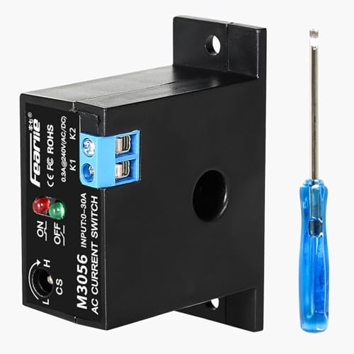 Jadeshay Strommessschalter AC 240V 0.2-30A Einstellbarer AC-Stromerfassungsschalter Stromsensor Schalter Stromerkennung Alarmmodul Transformatorsteuerung (Normalerweise Geschlossen)