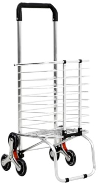 Panana Foldable Shopping Trolley Cart Grocery 6 Wheels Stair Climber Steel Grocery Cart Hard Wearing Foldaway for Easy Storage (6wheel)