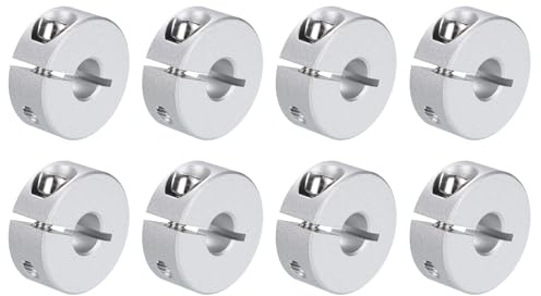 QUARKZMAN 8 Stück Geteilte Stellringe Klemmring 25mm Außendurchmesser | Tiefenanschlagringe, Aluminiumlegierung, Für Wellenkragen 8mm Bohrung, 10mm Dicke, Mit Gewindestift Spaltklemme