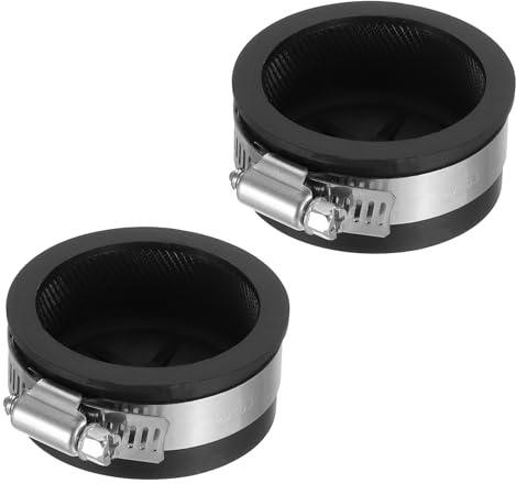 PATIKIL 2 Inch PVC Pipe Cap, 2 Pcs Steel Mechanical Test Plug with Stainless Steel Clamps Sewer Cleanout Cover, Black