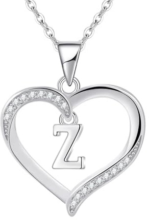Cosie Lily pour Femme En Argent Lettre Initiale coeur Collier Personnalisé Prénom Initial Collier Bijoux Femme Argent Cadeau pour Anniversaire Fête Des Mères Saint Valentin Z