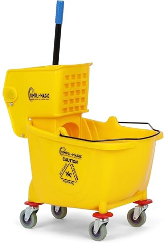 Simpli-Magic Secchio per mocio commerciale con strizzatore laterale, 26 litri, giallo