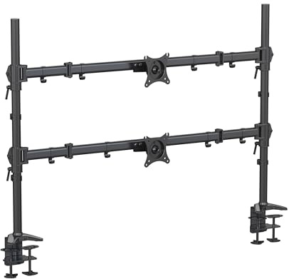 HFTEK - Monitor Tischhalterung für große Bildschirme bis 20kg pro Monitor bis 49 Zoll Bildschirme Curved Höhenverstellbar 360° Drehbar mit 2 Klemmsystem VESA 75 100- MS622C-80N- Individuell umrüstbar
