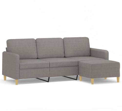 HETFTJN Küchensofa Schlafcouch Sofas Bigsofa - 3-Sitzer-Sofa mit Hocker Taupe 180 cm Stoff für Schlafzimmer Büro Hotelzimmer Jugendzimmer