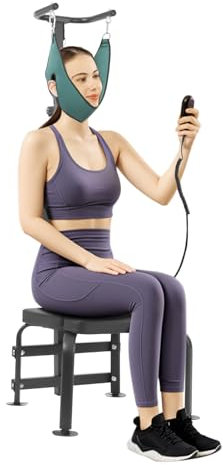 Nackenstütze Fixierung Traktionsgerät elektrische Nackentrage mit Kopfstandhocker, Halswirbel-Traktor Kit zur Befestigung der Halswirbelsäule für Spondylose von Nackenschmerzen, Männer und Frauen