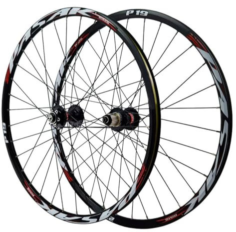 GEIRONV Mountainbike Laufräder 26/27,5/29 Zoll, Scheibenbremse Steckachse Vorne 2 Hinten 4 Lager Doppelwandige Leichtmetallfelgen 32-Loch-Schnellspanner Laufradsatz(9 * 100/10 * 135mm,29inch)