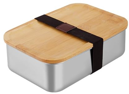 Contenitori per alimenti con coperchio in bambù anti-perdita, scatole Bento in vetro di bambù per, scatola per il pranzo con scomparto da viaggio, contenitori per alimenti, scatola Bento in acciaio