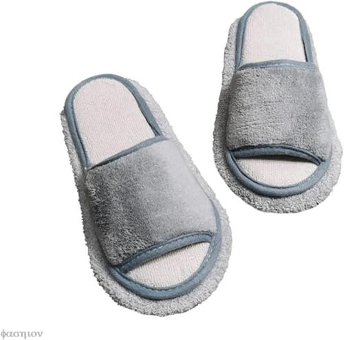 ESESE Mopp-Hausschuhe, Hausboden, abnehmbar, faul, polierend, Reinigung, Mikrofaser-Mopp-Slipper, Wischschuhe, Fußschuhe(Grey,Small)