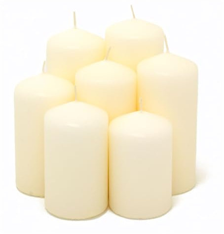 Carousel Home 7-piece White Church Pillar Candle Set | Set of 7 Unscented Ivory Pillar Candles Tall Pillar Candles | Decorative Ivory White Church Candles