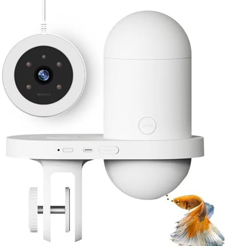 Visual Fish Food Dispenser, Smart Wifi Fish Tank Feeder with 2K HD Camera, 230ml Capacity, Timed & Rationed Feeding, 170° Wide Angle, Intelligent Feeder for Aquarium and Turtle Tank