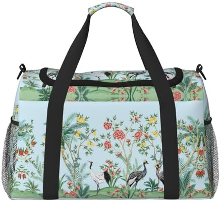 Seesack für Reisen, Chinoiserie Floral Palm Tree Weekender Overnight Seesack, Handgepäcktasche, Turnbeutel für Damen und Herren, persönliche Gegenstände, Reisetasche