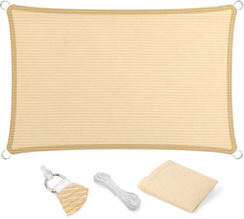 Sonnensegel Sonnenschutz Wetterschutz 250 x 540 cm, Sonnenschutz, Hdpe-Kunststoff, Winddicht Uv-Beständig Reißfest, Markisenstoff Balkonverkleidung, für Terrasse Garten, Beige