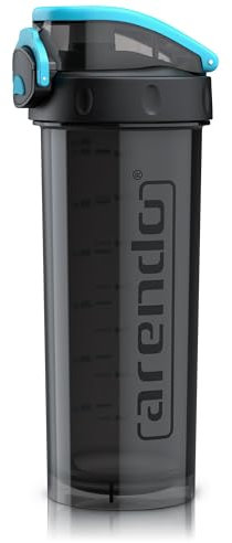 Arendo - Eiweiß Shaker Protein Shaker – 800ml – Trinkflasche mit Deckel – Mundstück - Füllmenge Skala Markierungen – Spülmaschinen geeignet – Proteinshaker für Freizeit Sport Fitness