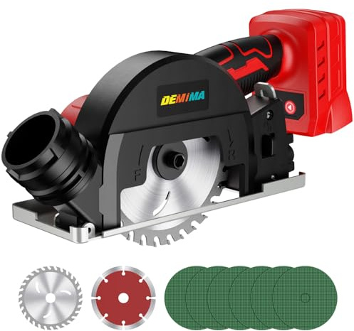 4 Brushless Cordless Cut-Off Tool Compatible with Milwaukee 18V Battery, 500W mini Saw Up to 12000RPM with 6 Cut Off Wheel, 4 Blades & Base Plate for Metal, Wood, Tile and Plastic (No Battery)
