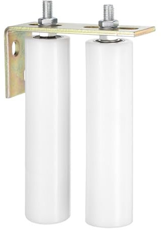 QUARKZMAN 2Pcs Galet Guide Pour Portail Coulissant, 8 Galets En Nylon Ensemble Support Portail Avec Support Arrière En L, Galet Guide Universel À Roulement À Billes Scellé, Blanc