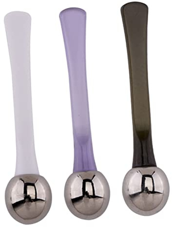 CLISPEED Cuillère De Massage Pour Crème Contour Des Yeux 3 Pièces Zinc Alliage Blanc Vert Transparent Bâton Masseur Pour Yeux Fatigue Oculaire Soins Visage Portable Paquet à Main